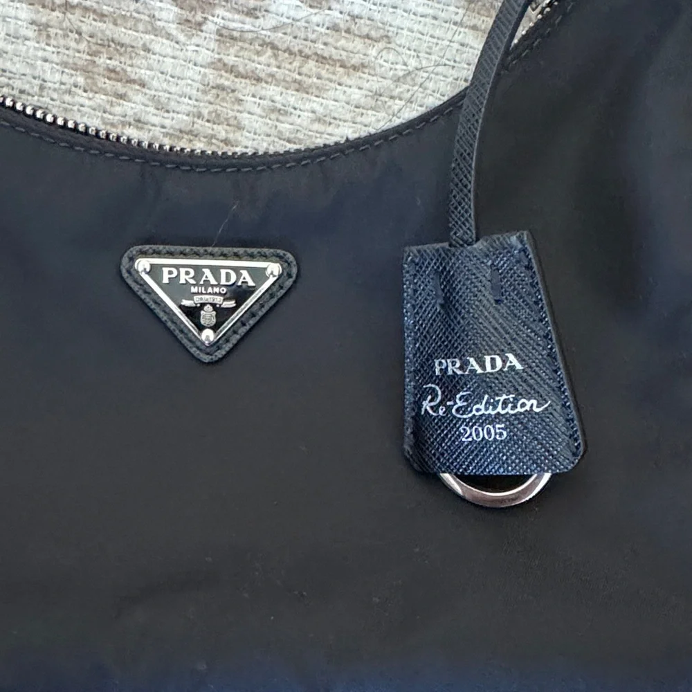 Prada Black Nylon Shoulder Bag with Silver Chain - Picture 3 of 7